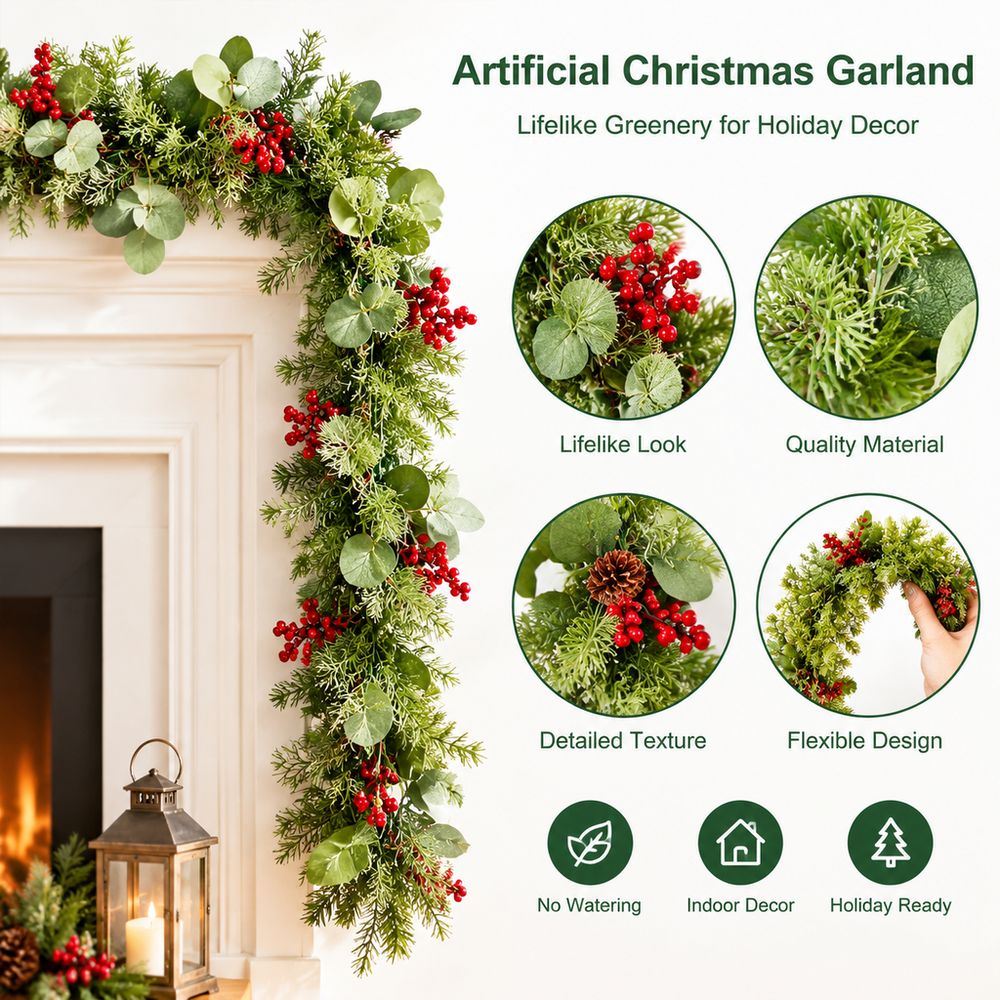 5.9-Foot Length Christmas Garl - Eucalyptus Preserved 评论和价格