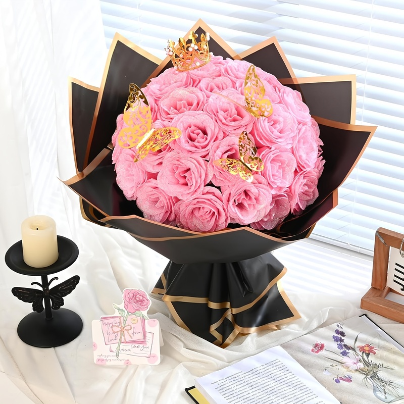 24 PCS Glitter Rose Bouquet, D - Florist Supply Bulk 评论和价格
